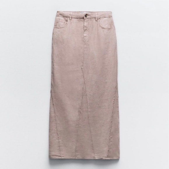 New Zara pink linen maxi skirt - Picture 4 of 7